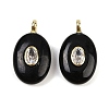 Natural Obsidian & Cubic Zirconia Pendants G-Z076-01G-12-1