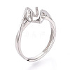 Rhodium Plated 925 Sterling Silver Engagement Solitaire Ring Settings STER-T008-16P-1