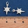 925 Sterling Silver Micro Pave Clear Cubic Zirconia Star Charms with Jump Rings STER-K181-06S-3