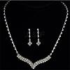 Rhombus Brass Crystal Rhinestone Pendant Necklaces & Stud Dangle Earrings Sets for Womenn FS-WG6562E-01-1