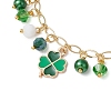 Saint Patrick's Day Glass Beaded Charm Bracelets BJEW-JB11183-3