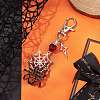 Halloween Spider Wire Wrapped Glass Seed & Stainless Steel Pendant Decoration HJEW-MZ00071-2