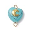 Mixed Gemstone Heart Links Connector Charms with Golden Tone Sun Moon Star Metal Slices PALLOY-JF02762-4