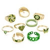 9Pcs 9 Style Alloy Enamel & Rhinestones Finger Rings & Cuff Ring RJEW-LS0001-52-4
