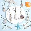 15Pcs 15 Styles Electroplated Natural Mixed Shell Mobile Straps HJEW-ME00097-3