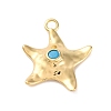 Summer Beach Brass Pave Dyed Synthetic Turquoise Pendants KK-U042-15G-1