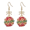 Glass Seed Bead with 304 Stainless Steel Christmas Dangle Earrings EJEW-MZ00534-2