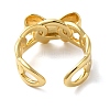 Bowknot Brass Open Cuff Rings for Women RJEW-B062-02G-3