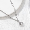 Alloy Heart Pendant 304 Stainless Steel Paperclip Chain & Rolo Chain Necklaces NJEW-JN05812-02-1