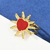 Heart Sun 304 Stainless Steel Enamel Finger Rings for Women RJEW-G355-08G-02-1