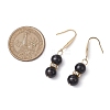 Natural Black Onyx with Rhinestone Dangle Earrings for Women EJEW-JE06042-3