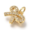 Rack Plating Brass Micro Pave Clear Cubic Zirconia Charms KK-G500-08G-2