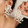 Flower Brass Plastic Pearl Tassel Clip-on Earrings FS-WG7092D-01-3