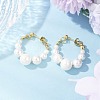 Shell Pearl Beaded Dangle Stud Earrings EJEW-JE06362-01-1