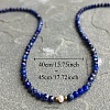 Faceted Round Natural Lapis Lazuli & Natural Freshwater Pearl Beaded Necklaces for Women FS-WGC44BB-01-4