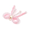 Glass Seed Beaded Bowknot with Heart Pendants PALLOY-MZ01162-01-4