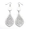 Trendy Teardrop Wood Dangle Earrings EJEW-F062-L-3