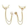 Deer & Round Acrylic Pearl with Tassel Chain Brooch Pin JEWB-K006-13G-2