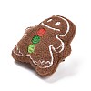 Gingerbread Man Cotton & Non-Woven & Velvet Fabric Brooch JEWB-A003-11-3