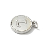 Brass Pave Natural Shell Flat Round with Letter Charms KK-Z115-13P-L-2