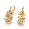 Brass Micro Pave Clear Cubic Zirconia Charms ZIRC-L092-05-G-2