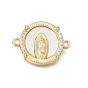 Virgin Mary Theme Brass Micro Pave Clear Cubic Zirconia Connector Charms CU-CBAF50C-05B-G02-1