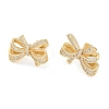 Brass Pave Clear Cubic Zirconia Stud Earrings for Women EJEW-S225-07G-2