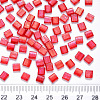2-Hole Baking Painted Transparent Glass Seed Beads X-SEED-S031-L-254-3