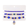3Pcs 3 Styles Alloy & Glass Hamsa Hand Charm Anklets Sets WH-WGE7A6B-01-1