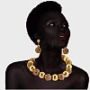 Alloy & Wood & CCB Plastic Round Beaded Necklaces & Stud Dangle Earrings Sets FS-WGB5D6A-02-2