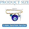 6Pcs Stainless Steel Safety Pins JEWB-FH00013-2