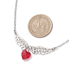 Red Heart with Alloy Angel Wings Pendant 304 Stainless Steel Cable Chain Necklaces NJEW-TA00218-3