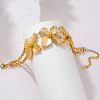 304 Stainless Steel Triple Flower Link Bracelets for Women WG0333A-01-1