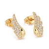 Clear Cubic Zirconia Wing Stud Earrings X-EJEW-G288-23G-1