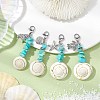 4Pcs 4 Styles Sea Animal Alloy & Natural Shiva Eye Shell Pendant Decorations HJEW-JM02013-2