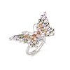 Butterfly Brass Micro Pave Colorful Cubic Zirconia Finger Rings for Women RJEW-G343-30P-01-4