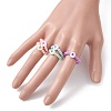 Acrylic Flat Round with Heart Finger Rings RJEW-JR00685-3