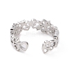 Clear Cubic Zirconia Hollow Out Heart Open Cuff Ring RJEW-E072-11P-3