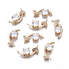 Brass Micro Pave Clear Cubic Zirconia Links Connectors KK-S359-143-RS-1