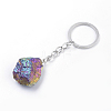 Rainbow Plated Natural Crystal Quartz Keychain KEYC-S252-11-2