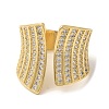 Brass Micro Pave Clear Cubic Zirconia Open Cuff Rings RJEW-U008-27G-2