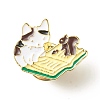 Cat Reading Book with Squirrel Enamel Pin JEWB-C012-01B-1