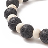 Dyed Synthetic Turquoise(Dyed) Tortoise & Natural Lava Rock Beaded Stretch Bracelet for Women BJEW-JB09229-01-3