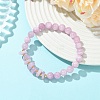 Natural Kunzite & Brass Stretch Beaded Bracelets for Women BJEW-JB14003-1