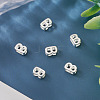 6Pcs 925 Sterling Silver Hollow Initial Beads STER-TA0001-53B-6