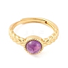 Round Natural Amethyst Adjustable Rings RJEW-Q817-03G-06-2