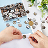 200Pcs 2-Hole Flat Round Natural Black Shell Buttons SHEL-HS0001-04-3