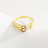 Brass Micro Pave Colorful Cubic Zirconia Cuff Open Rings FS-WG163C1-02-1