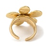 Flower Alloy Open Cuff Rings for Women RJEW-M018-01G-3