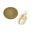 Natural Cowrie Shell Pendants PALLOY-JF02796-01-2